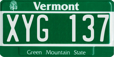 VT license plate XYG137