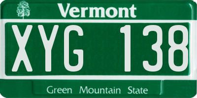 VT license plate XYG138