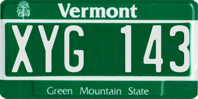 VT license plate XYG143