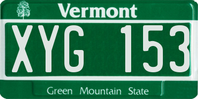 VT license plate XYG153