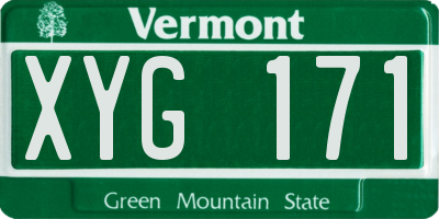 VT license plate XYG171
