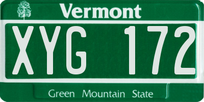 VT license plate XYG172