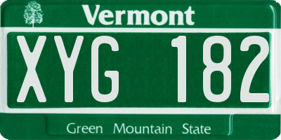 VT license plate XYG182
