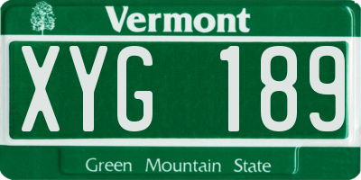 VT license plate XYG189