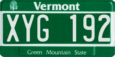 VT license plate XYG192