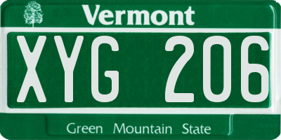 VT license plate XYG206