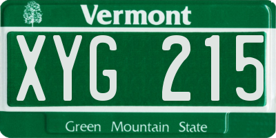 VT license plate XYG215