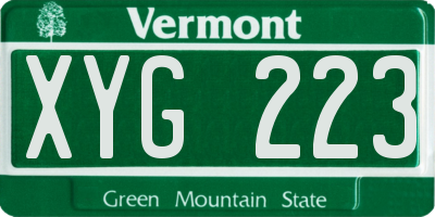 VT license plate XYG223