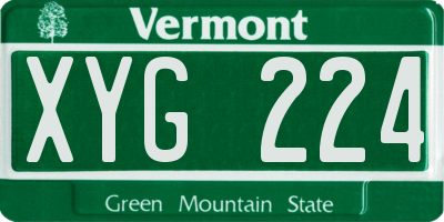 VT license plate XYG224