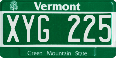 VT license plate XYG225