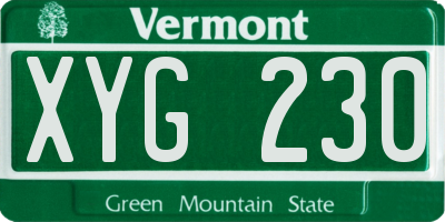 VT license plate XYG230