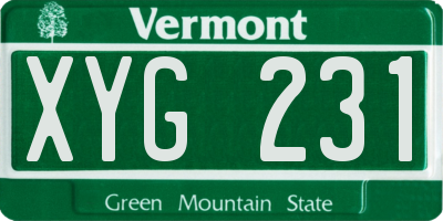VT license plate XYG231