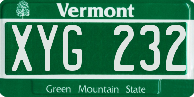 VT license plate XYG232