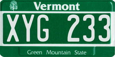 VT license plate XYG233
