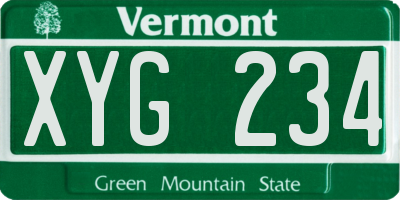 VT license plate XYG234