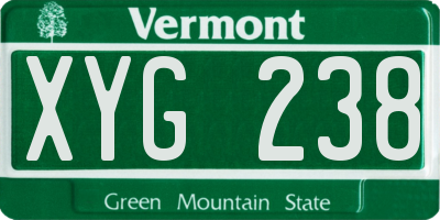 VT license plate XYG238