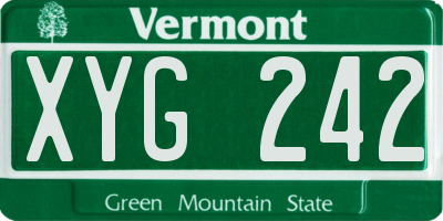 VT license plate XYG242
