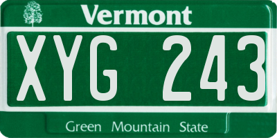 VT license plate XYG243