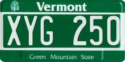 VT license plate XYG250