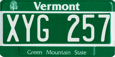 VT license plate XYG257