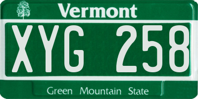 VT license plate XYG258