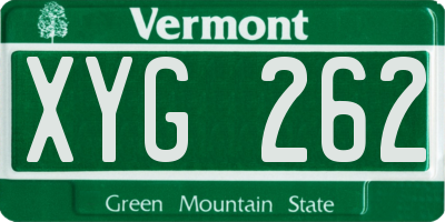 VT license plate XYG262