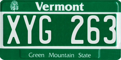 VT license plate XYG263