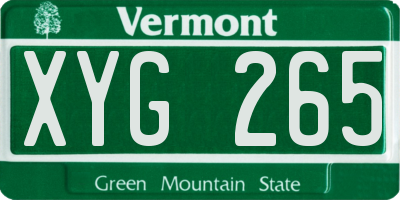 VT license plate XYG265