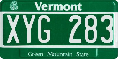 VT license plate XYG283