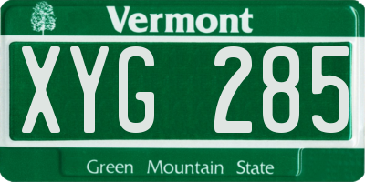 VT license plate XYG285
