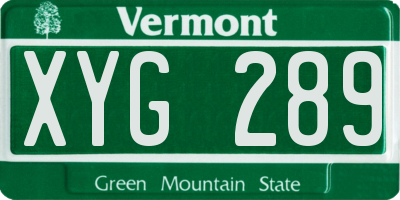 VT license plate XYG289