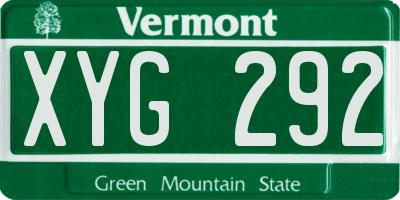 VT license plate XYG292