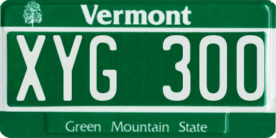 VT license plate XYG300