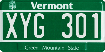 VT license plate XYG301