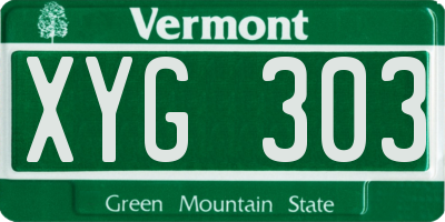 VT license plate XYG303