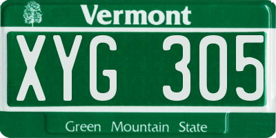 VT license plate XYG305