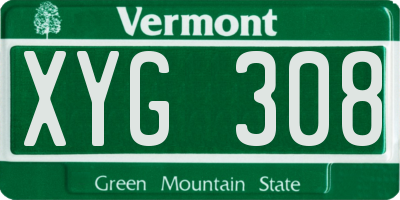 VT license plate XYG308