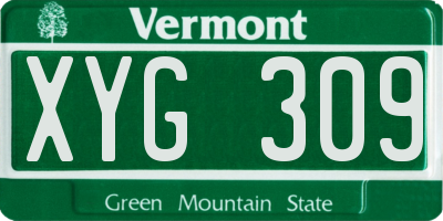 VT license plate XYG309
