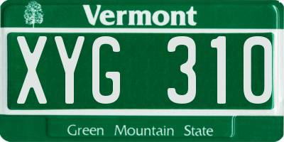 VT license plate XYG310