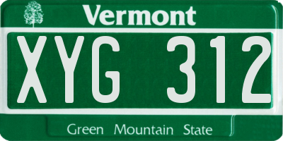 VT license plate XYG312