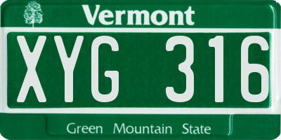 VT license plate XYG316