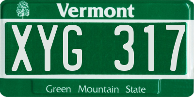 VT license plate XYG317