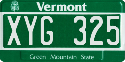 VT license plate XYG325