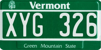 VT license plate XYG326