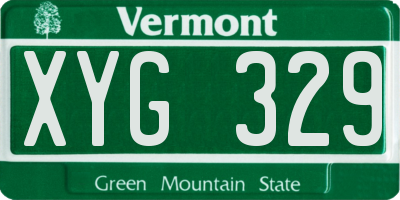 VT license plate XYG329