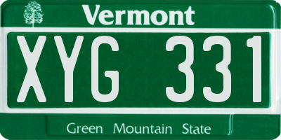 VT license plate XYG331