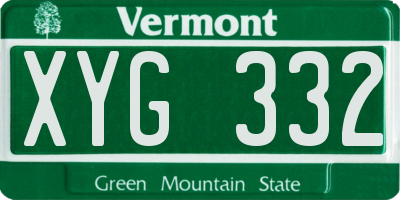 VT license plate XYG332