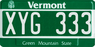 VT license plate XYG333