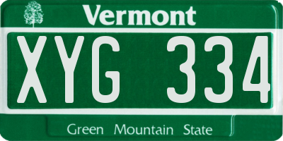 VT license plate XYG334