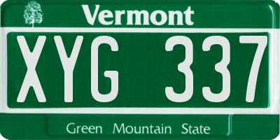 VT license plate XYG337